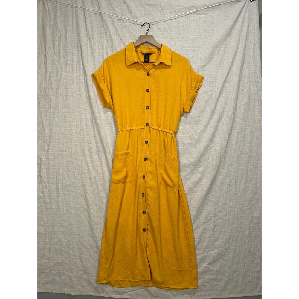 Millenium Mustard Yellow Button Front Midi Shirt … - image 1